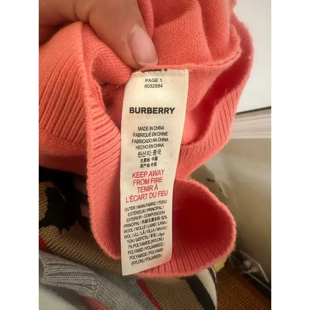 Burberry Pink Icon Wool Sweater 2T Authentic Unicorn Baby Girl Kids‎ Old Money
